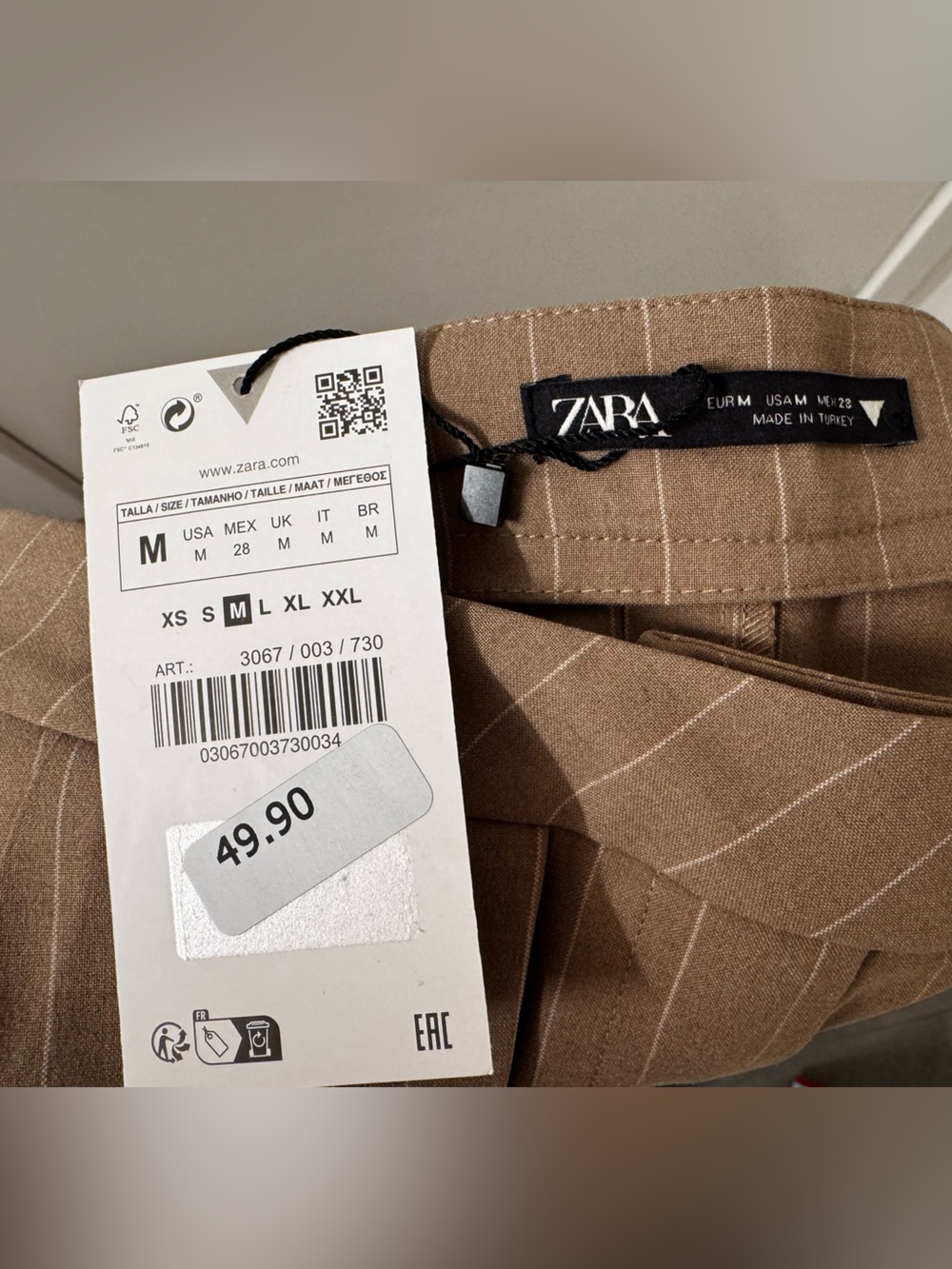 NWT Zara Pinstripe Box Pleat Skirt (M) - Picture 5 of 5